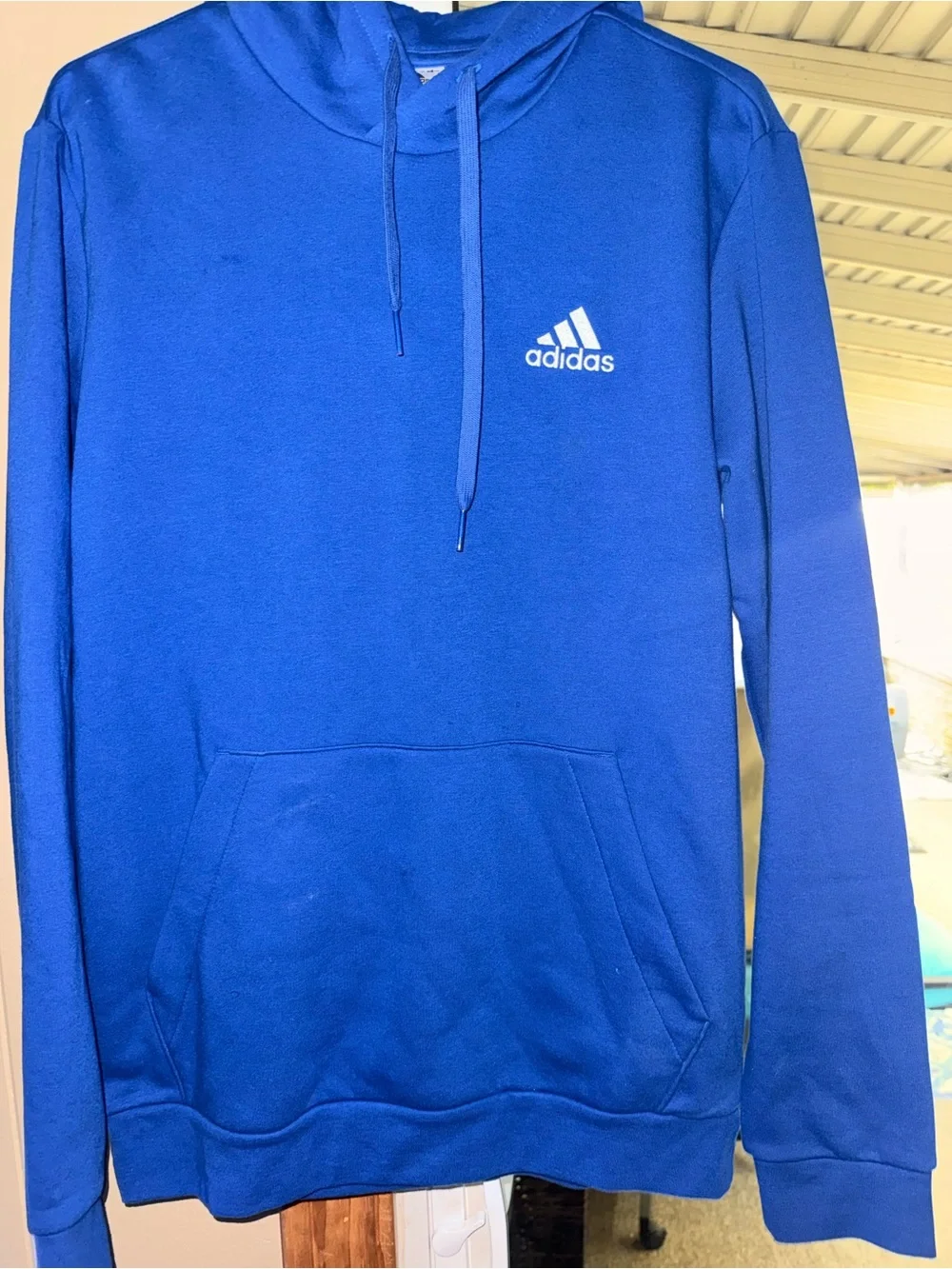 adidas Royal Blue Pullover Hoodie with White Logo